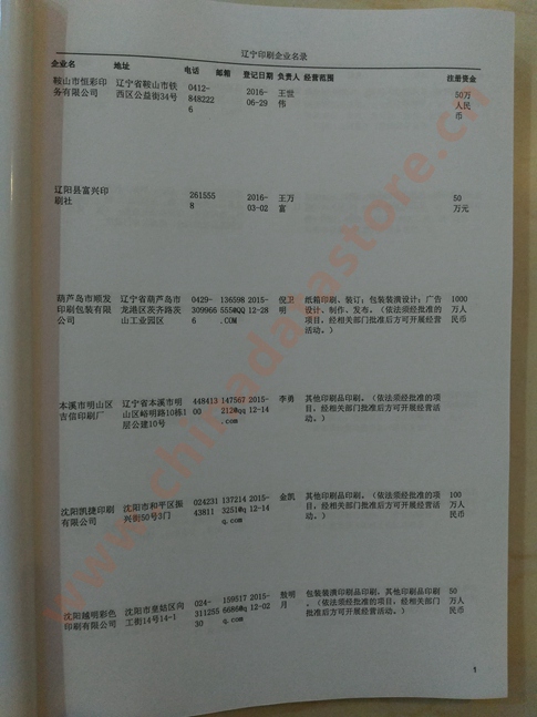 遼寧印刷企業(yè)黃頁收錄了最新的遼寧印刷企業(yè)名單，具有極高的營銷價(jià)值，實(shí)實(shí)在在提高銷售業(yè)績